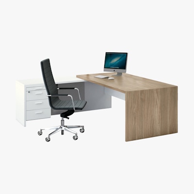 T45 L-Shaped Desk with Return & Pedestal
